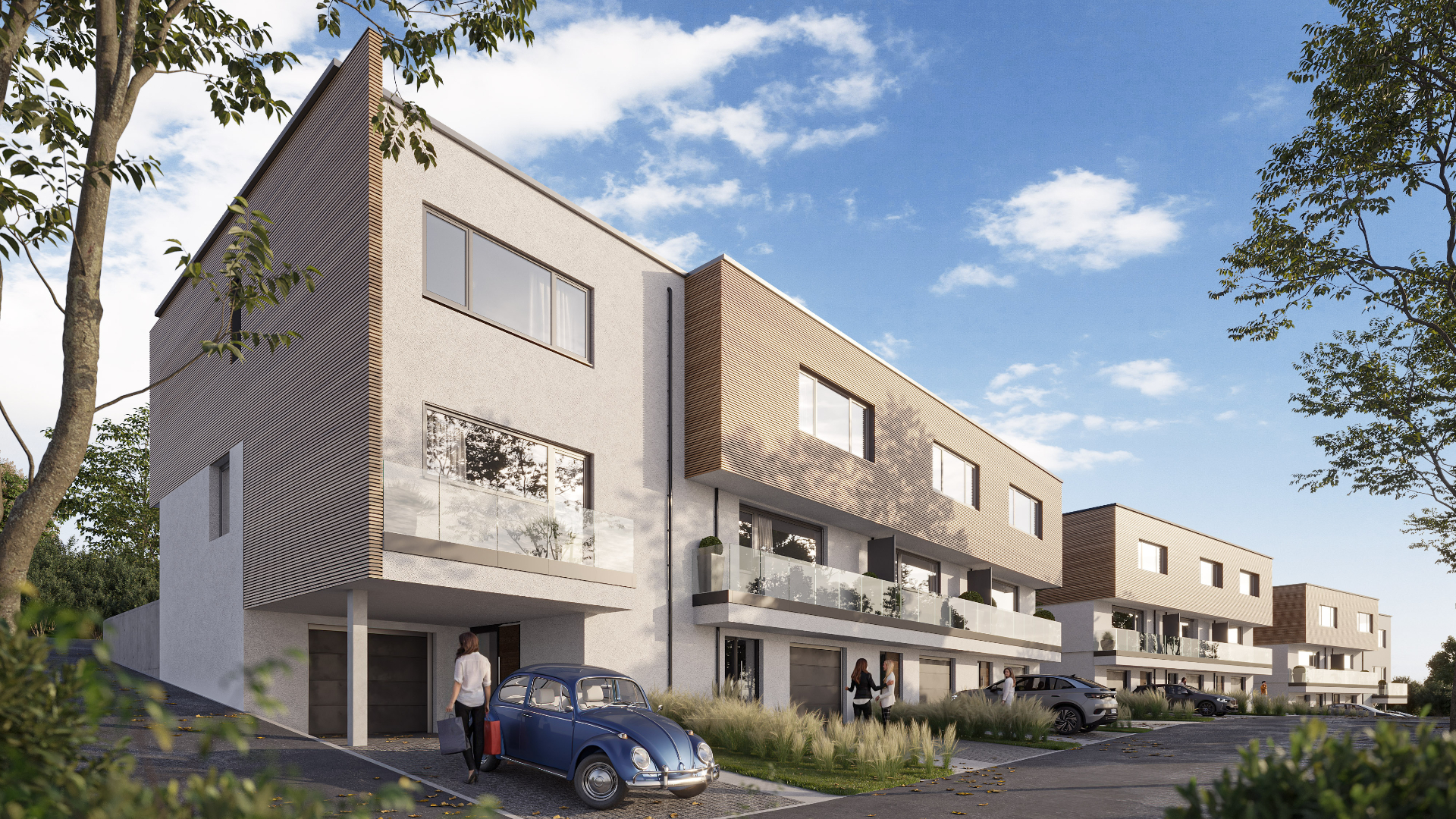 Architecture contemporaine STDM — Riverside au crépuscule